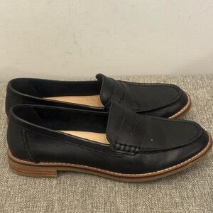 Sperry Seaport Penny Black Leather Loafers Size 6.5